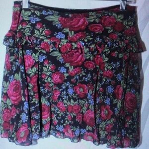 Floral Black Skirt